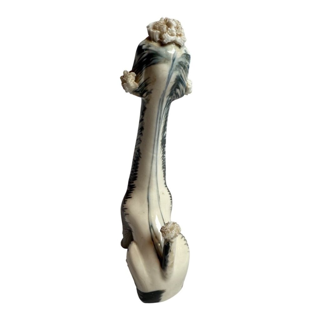 Vintage Kitschy Marble Cake Zoo Spaghetti 7.5" White Gray Poodle Figurine Japan - Picture 3 of 10